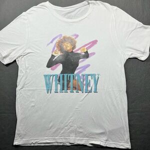 Whitney Houston Graphic T-Shirt‎ White Short Sleeve XL